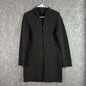 Vintage Gap Lambswool Cardigan Sweater Women M Gray Mid Length Classic Y2K